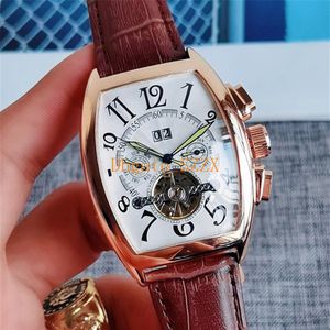 Zegarki 7-mensów Wysokiej jakości samojezdne stal nierdzewna Tourbillon Wszystkie małe prace Dial L Watch Montre de Luxe reloJ lujo295w