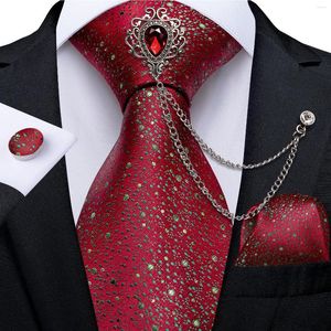 Bow Ties Fashion Green Dot Red 8cm Men's Silk Tie Business Wedding Party Slipsarduk Brosch Manschettknappar Set Gift Dibangu