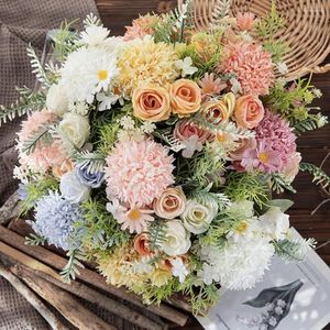 Decorative Flowers 1 Bunch Beautiful Simulation Flower Multiple Layers Petals Artificial Anti-fading Create Atmospheres