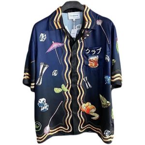 23SS New Casablanca Designer Classic Shirt Men and Women Fashion Whisky Glass Gradiente Hawaiian Sleeve Shirt Shirt