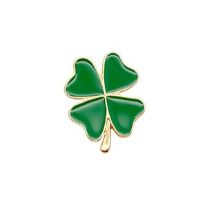 Cartoon Clover Brooches Plant Badge Gold Plated Oil dripping Alloy Anti-glare Pins Student Clothes Accessories