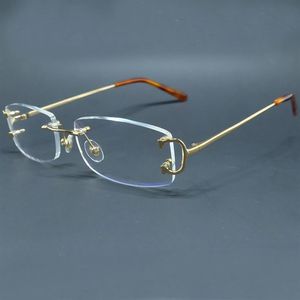 クリアワイヤーc眼鏡の小さな正方形のリムレスアイグラスフレームヴィンテージアイウェアスペクタクルデセンガーラグジュアリーカータークリア光学fi234o