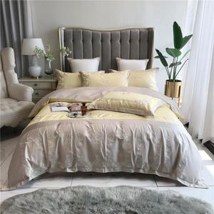 Bedding Sets 4 6pcs Luxury Embroidered Housse De Couette 220x240 Coton King Size Set Silky Sateen Bed Clothes Euro Double Linen