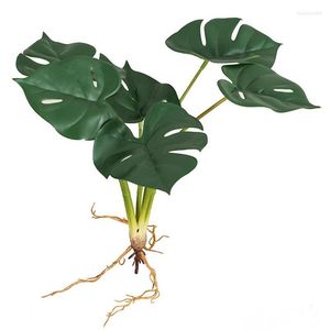 Decorative Flowers 1Pcs Artificial Green Leaves Branch Decor Lifelike Fake Faux Silky Cloth Plant Ornaments For Greenery Office Living Room