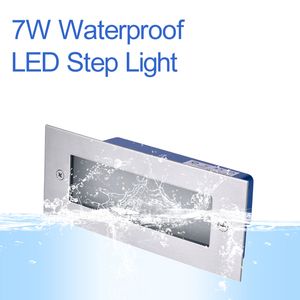 7W gatubelysning LED Simple Modern Aluminium Matte infälld trappa utomhuslätt vattentät IP65 varm vit energibesparande underhållning villa steg crestech