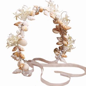 Düğün Saç Takı Promosyonu Denizde Romantik Moda Kabuğu Yapay Çiçekler Lüks Gelin Taçları Kafa Bantları Tiara Band 230301