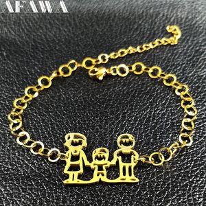 Link Bracelets Chain Family Stainless Steel Bracelet Women Dad Mum Boy & Bangles Jewelry Gold Color Christmas Gift Acero Inoxidable B1790