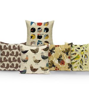 Kudde /dekorativ ensidig tryckpolyester täcker söta fågelmönster dekorativa kastkuddar fodral för soffa sovrum hem