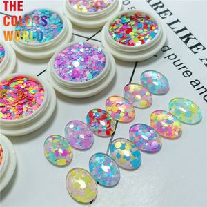 Nail Glitter TCT-292 Sugar Colors Candy Round Dot Form Nails Glitter Nails Art Decoration Body Glitter Makeup Face Målning Gel Festival DIY 230302