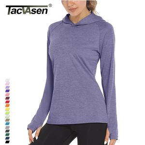 Womens Hoodies Sweatshirts TACVASEN UPF50 Breathable Long Sleeve Hoodie Tshirts SunUV Protection Casual Hooded T shirts Outdoor Sports Pullover 230301