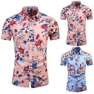 Men's T Shirts Mens Short Sleeve Dress Summer Slim Print Shirt Fashion Casual Beach Men Blouses