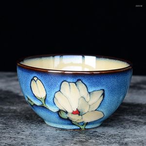 الأوعية اليابانية الإبداعية السيراميك الصغيرة أرز الوعاء الزهور المرسومة يدويًا بالفرن المصنوع يدويًا أدوات المائدة الشخصية