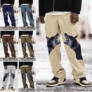 Men's Pants Spring and Autumn Pants Men's Fashion Print Dog Head Casual Pants Loose Pants Men's Fashion 230302