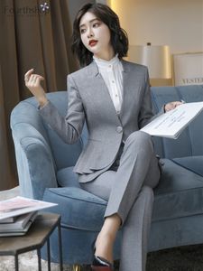 Женские костюмы Blazers Fashion Business Bange Suits Women 2 Piece Set Office Lady Lady Jacket Blazer Set Formal Work Suit женский наряд одежда 230302