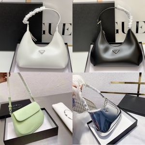 Womens Cleo Hobo Bag Saffiano Re-edition väskor Half Moon Handväskor Sacoche Pochette Designer Luxury Borsted Leather Shoulder Bag Lady Messenger
