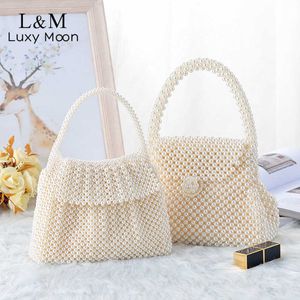 2022 Luxury Pearl Beading Evening Bag Women Handmade Bridal Wedding Party Dinner Hand Bags Ladies Day Clutch Handbag XA873HL2302302