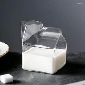 Şarap bardakları Japon tarzı cam süt fincan kare kutu mikrodalga fırın yaratıcı ev mutfak sofra kahvaltı ısıtabilir
