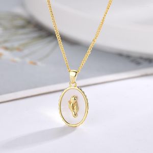 Pendant Necklaces Sole Memory Tulip Shell Oval Flower Silver Color Female Necklace SNE641
