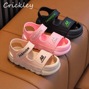 Sandalet Yaz Katı PVC Bebek Erkek Kız Kızlar Sandalet Moda Hook Döngü Yumuşak Çocuklar Plaj Ayakkabıları Anti Slip Su Geçirmez Yürümeye Başlayan Çocuklar Sandalet R230220