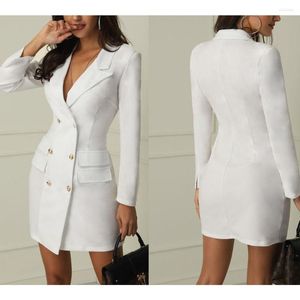 Women's Suits Womens Ladies Long Sleeve Double Breasted Gold Button Front Black Military Style Blazer Coat Jacket White