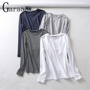 Garaouy 2023 Women High Quality Basic Cotton T Shirt Long Sleeve O Neck Tees Ladies Tee Street Wear Top Mujer De Moda 230301