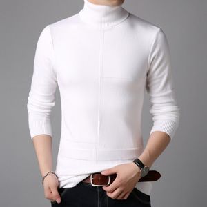 Men's Sweaters Turtleneck Sweater Men Knitting Pullovers Casual Male Sweaters Fashion Slim Men's Clothing Classic Lattice Solid Pullovers White 230302