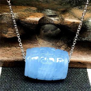 Łańcuchy Naszyjnik Wisiant Top Naturalny beryl niebieska biżuteria morganitowa dla kobiety lady man kryształ 18x14 mm koraliki kamień 925 srebrny