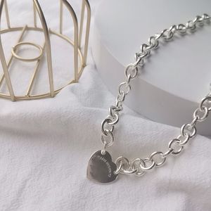 Gioielli in argento placcato oro 18 carati collane da donna catena di collegamento gioielli di lusso collana con pendente a cuore coppia amore personalizzato Festa di nozze di alta qualità regali all'ingrosso fantastici