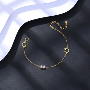 Korean plated 18k gold cute cat girl bracelet shiny zircon fashion sweet bracelet jewelry gift