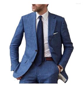 Abiti da uomo Blu Disegni Uomo Beach Party Casual Slim Fit Tailor Made 2 pezzi Terno Masculino Business Formal Suit Blazer Pant