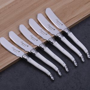 Dinnerware Sets 410pcs 625'' Laguiole Cheese Knife White Blue Yellow Plastic Handle Butter Spreader Knives Bread Slicer Restaurant Cutlery 230302