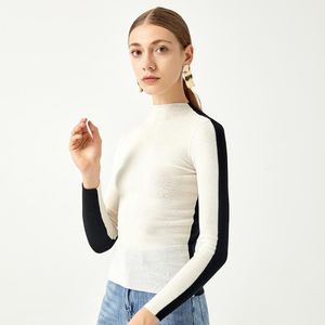 Женские свитера Два способа носить переднюю и заднюю половину высокой шеи тонкий шерстяной свитер 2023