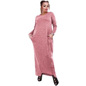 Casual Dresses Cocopps 2023 Plus Size Autumn Winter Dress Women Långärmad rosa Robe Big Maxi Elegant Female Vestidos