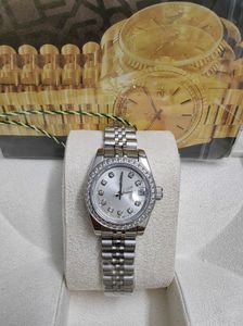 Med Box Lady 26mmwatch President Diamond Bezel Shell Face Women Datejust Watches Jubilee 2813 Rostfria klockor Lägsta pris Automatisk mekanisk handledspresent