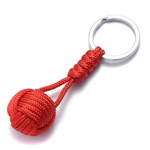 Nyckelringar Ny vävd paracord Lanyard Keychain Outdoor Survival Tactical Military Parachute Rope Cord Ball Pendant Keyring Key Chain K4927 R230301