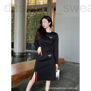 Two Piece Dress designer Kardashian same paragraph 23 spring and summer new nail pearl triangle space cotton dress classic pullover sweater with elastic waist skirt