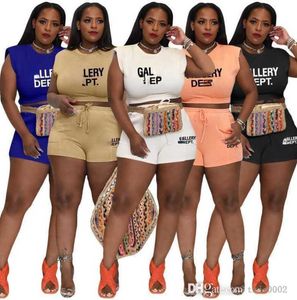 4xl 5xl Women Tracksuits Two Pieces Set Designer 2023 Nya Summer Ladies Letter Printed Crop Top Shorts Outfits Plus storlekar