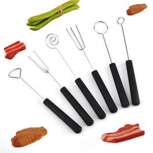 Dinnerware Sets Stainless Steel BBQ Skewers Barbecue Prod Plastic Handle Forks Short Grill Sticks Multiple Outdoor Camping Tools