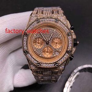 Diamond Men Watch di alta qualità VK Chronography Quartz Movement Watches Rose Gold inossidabile in acciaio inossidabile orologio completo O3048