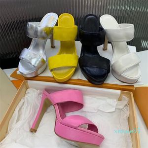 Designerskie kobiety wysokie obcasy buty skórzane letnie panie moda czarna biała kobieta grube dolne sandały rozmiar 35-41