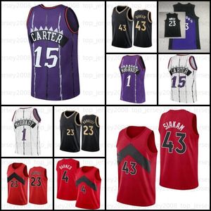 Vince 15 Carter Pascal Siakam Basketball Jersey 2021 2022 Novo 43 Tracy 1 McGrady Marcus Camby Clear