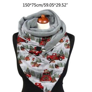 Halsdukar vinter varm stor halsduk jul Santa snögubbe filt sjal wrap with clip y1ac l230302