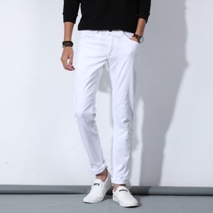 Jeans masculinos Autumn Pure White Cotton Jeans Fashion Casual Slim Strech