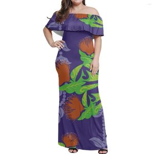 Vestidos de festa 7xl Lady Dress 2023 Summer Off Ofim Polynesian Tribal Clothing Hawaii lehua Garota impressa sexy casual para mulheres