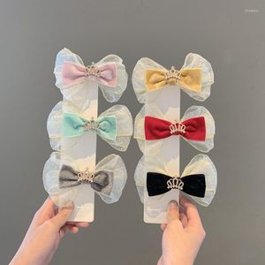 Saç Aksesuarları 5 PCS Mesh Big Bows Yumuşak Kızlar Kalp Tatlı Klipler Prenses Taç Klip Çocuk Dans Partisi Barrettes