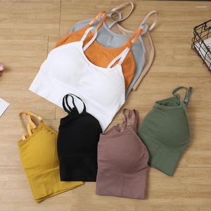 Yoga outfit Women Tank Crop Top sömlös underkläder kvinnliga toppar sexiga underkläder intimat med avtagbar vadderad kamisol femme mode