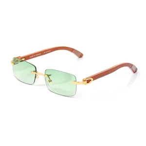 Occhiali da sole firmati da donna Carti Occhiali da sole quadrati senza montatura Donna Uomo Moda Vintage Marchio di lusso Buffalo Viaggi Guida Occhiali da sole in legno Occhiali Lunette