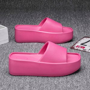 Slippers 2023 Hot Summer Women Plataforma Pink Eva Sandals 6 cm Sapatos de cunhas SLIDES MULES SHIPPER DE PRAIA Y2302