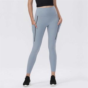 Yoga Leggings Gymkläder Kvinnor Hög midja Capris Running Fitness Sports Legging Size Pockets Träning i full längd Tights Trouses305Q