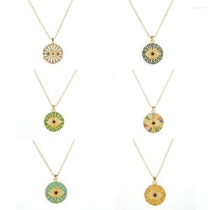 Pendant Necklaces Daihe Exquisite Circular Colorful Eyes Cz Necklace 18K Gold Women Crystal Zircon Copper Chain Gift